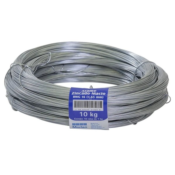 Arame Liso Galvanizado N16 ( 1,65mm ) 1kg Morlan